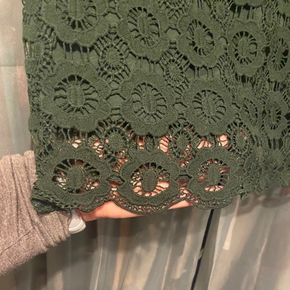 Green lace design top with bottom down back. From pet friendly home